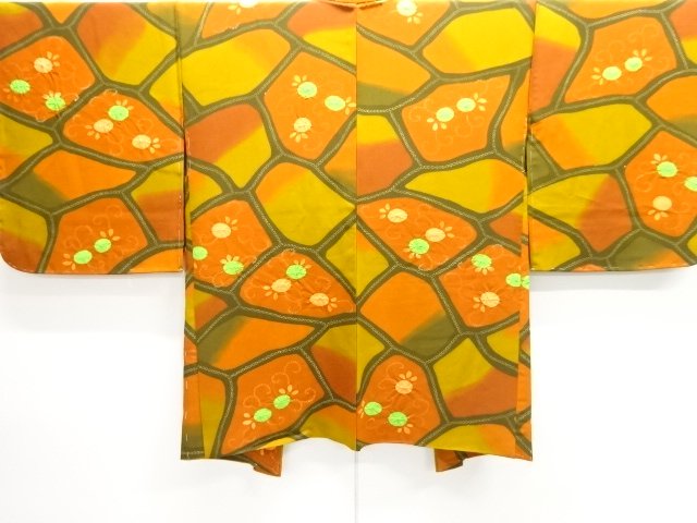 JAPANESE KIMONO / UNUSED HAORI COAT / SHIBORI / PAVEMENT & FLOWER